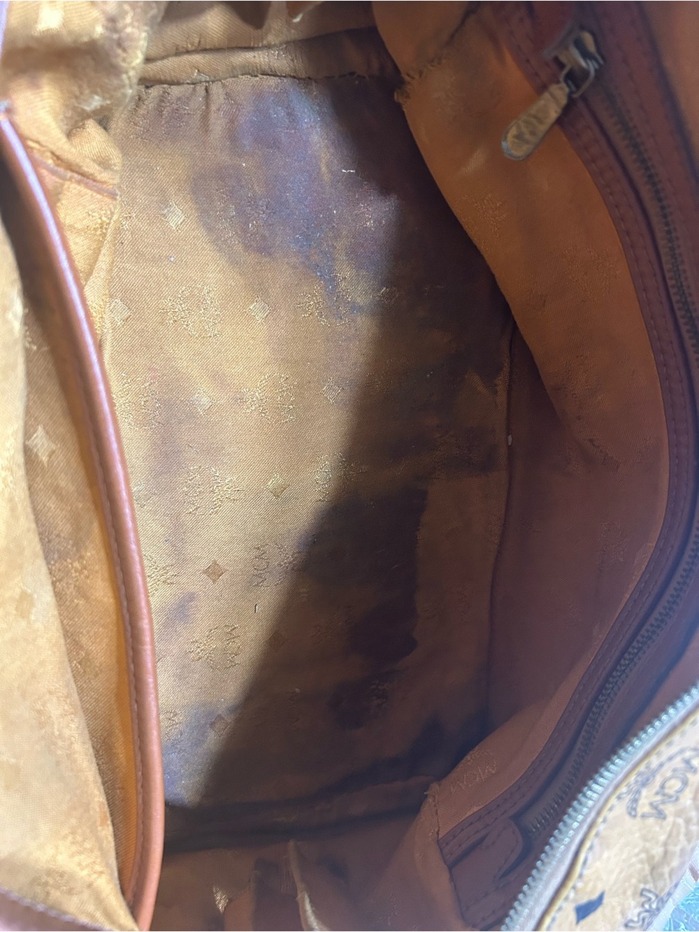 MCM Tan Visetos Monogram Satchel with Brown Handles 13x8x7 (read descript) - Picture 11 of 15